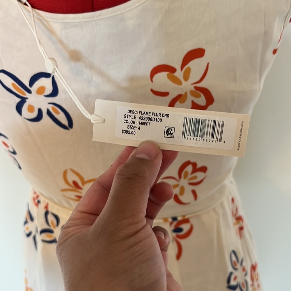 ✨NEW✨ Rebecca Taylor Flame Fleur Linen-Blend Midi-Dress - Size 4 - Picture 10 of 14